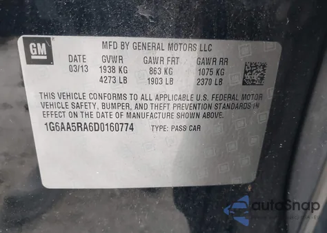 2013 Cadillac Ats Standard z USA, uszkodzony, nr VIN 1G6AA5RA6D0160774